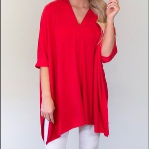 🌹Ruby red poncho top NWOT